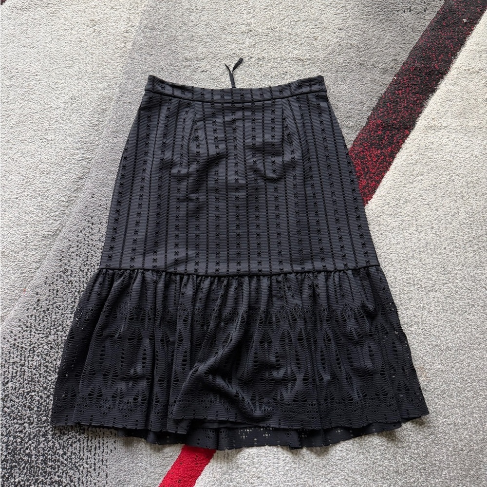 Moulinette Soeurs Black Lace Ruffle Skirt